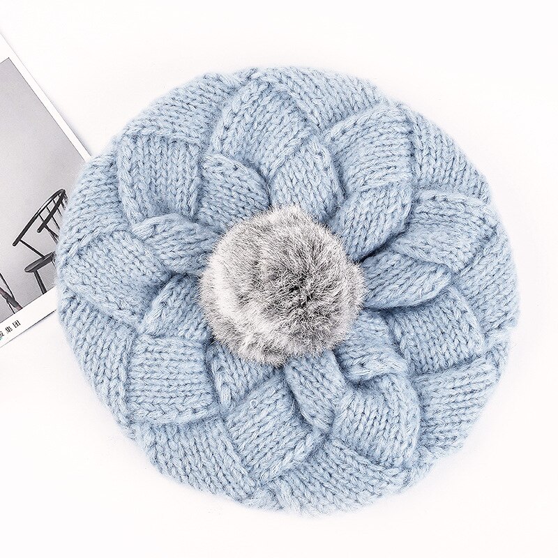 Della Ragazza delle donne Basco Cappello di Lana Caldo Inverno cuffie stile Etnico fatto a mano protezione lavorata a maglia dell'annata Tinta Unita di colore Solido Della signora di Inverno Tappi: 02