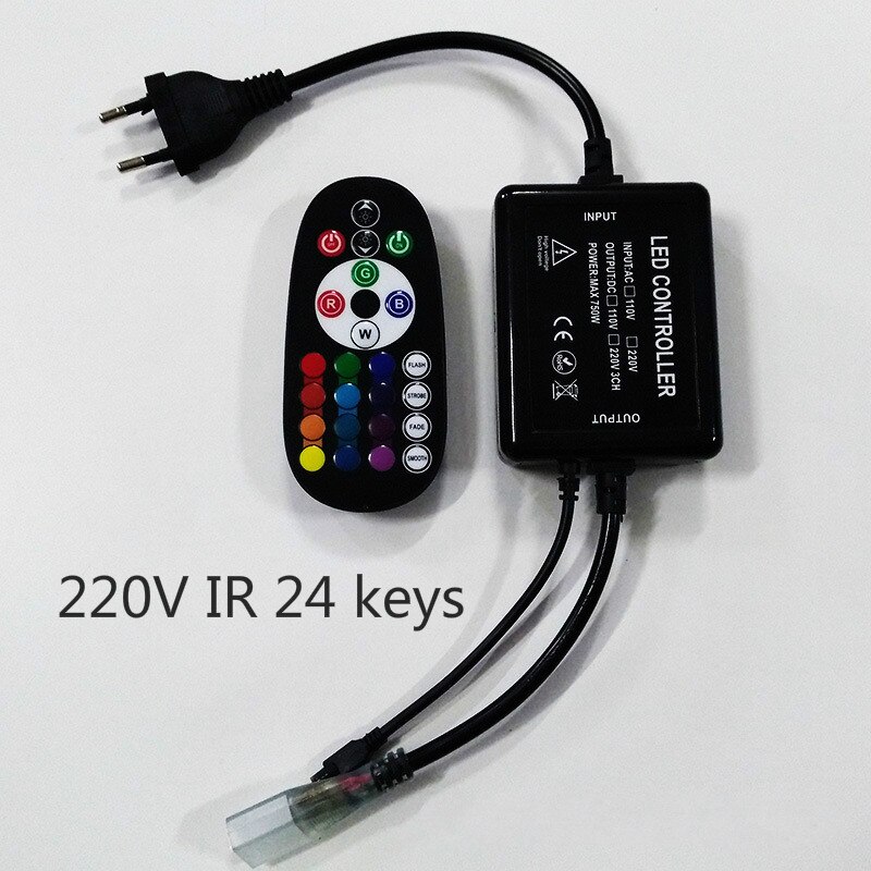 Tuya app smart wifi led controller  ac 110v 220v rgb controller lysstrimmel  ir 24 nøgler fjernlampe til rgb led strip lys: Ir 24 taster / 110v