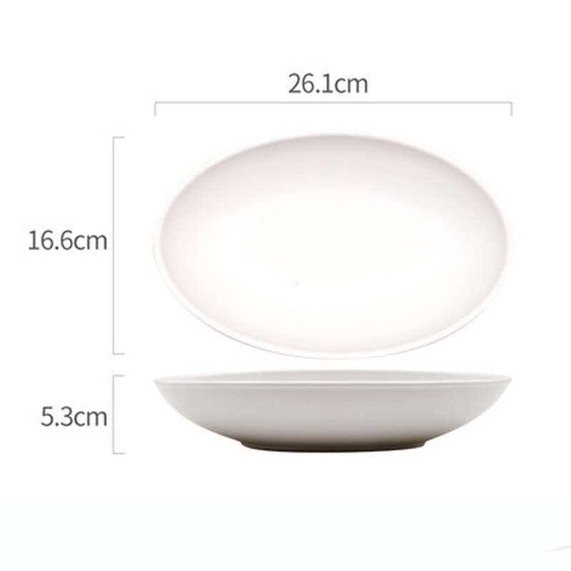 FANCITY Oval Long Fish Plate Household Steamed Fish Plate Nordic Commercial Restaurant Ceramic Japanese Large Dish Deep: 2