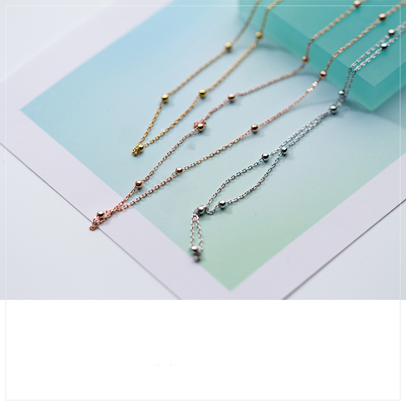 Mloveacc  s925 silberkette für damen, schlichte Halsband-halskette mit 925 sterlingsilberperlen, sommerliche schlüsselbeinkette