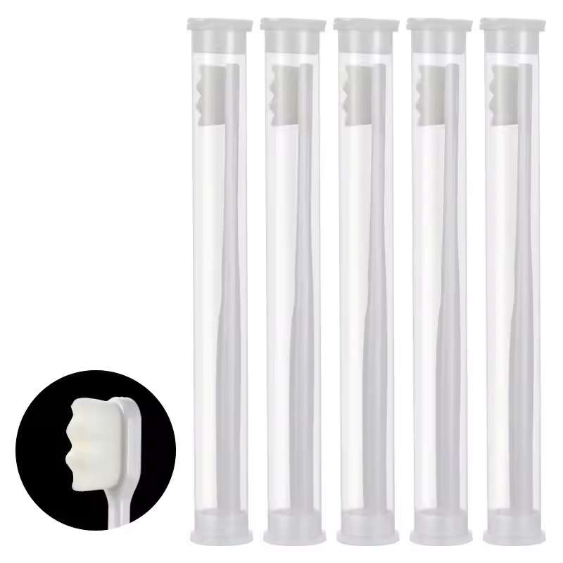 1/5 pièces brosse à dents avec boîte Ultra-fin doux Dense brosse à dents nettoyage en profondeur brosse à poils outils de nettoyage des dents buccales: Ivoire