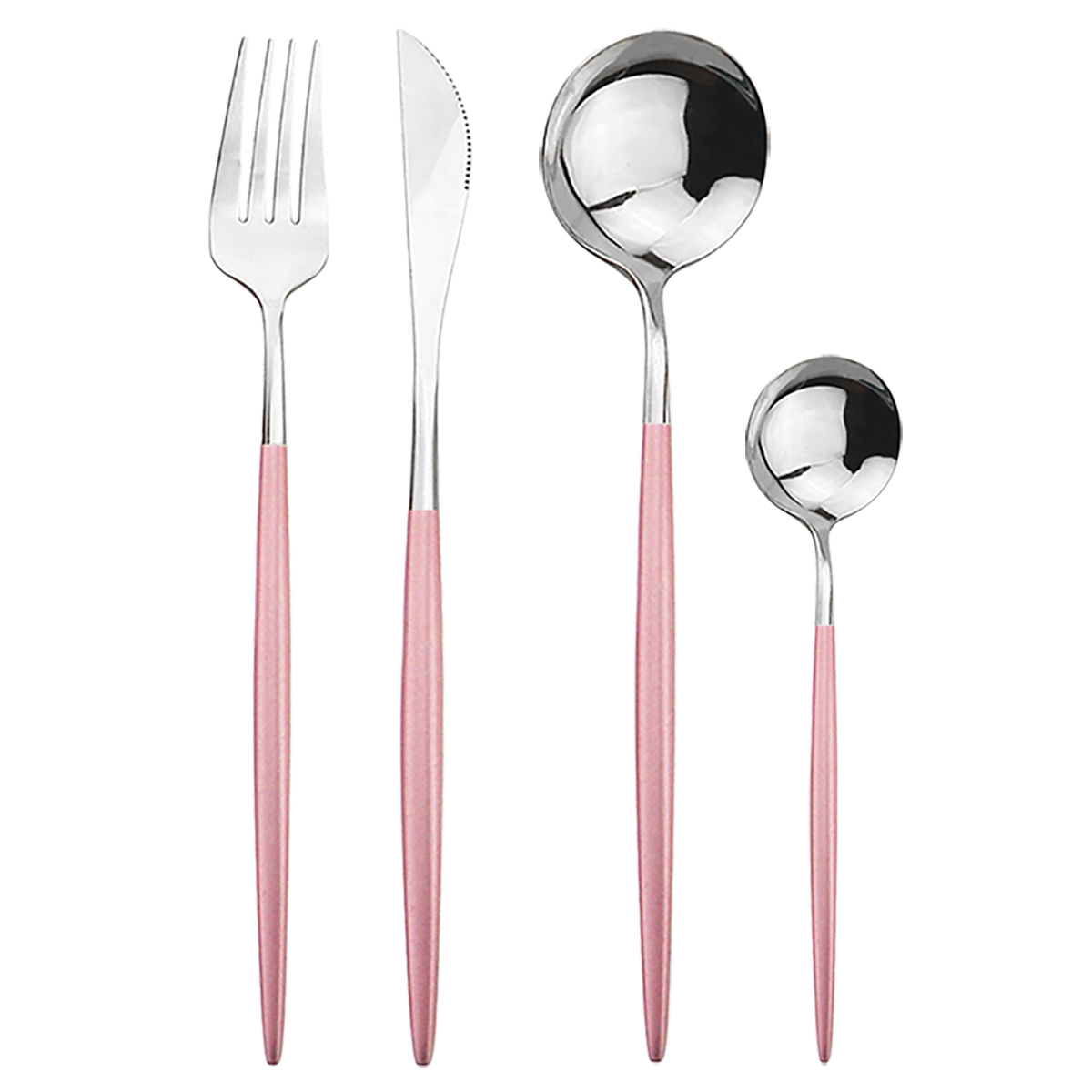32 teile/satz Besteck einstellen Schwarz Gold Besteck einstellen 18/10 Edelstahl Geschirr einstellen Messer Gabel Löffel Geschirr Küche Geschirr: Rosa Silber-