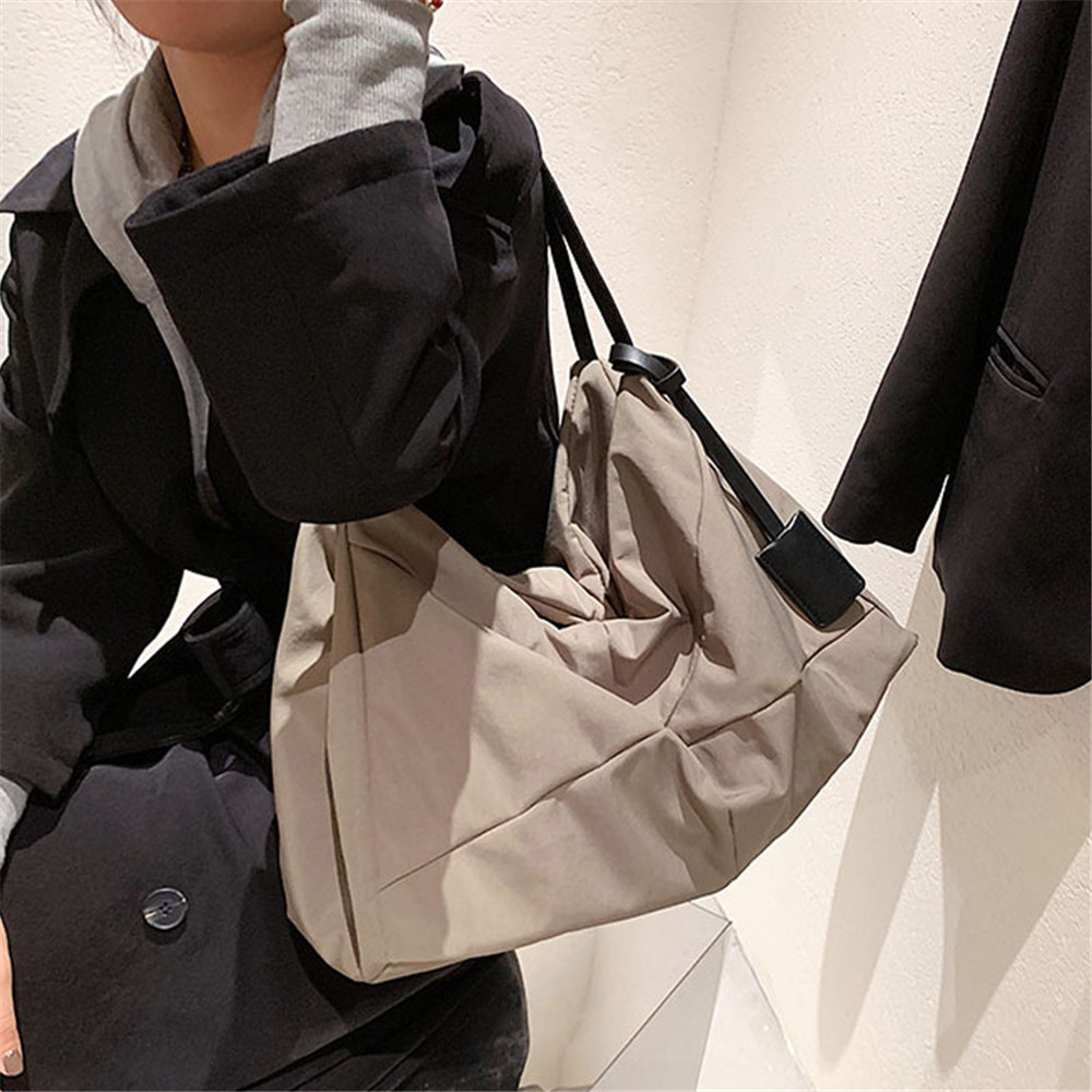 Solid Color Large Capacity Ladies Handbag Canvas Shoulder Bags Multifunctional Women Travel Bags Sac