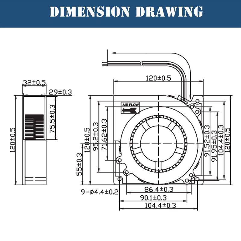 120mm turboventilatoren 5v 12v 24v dc-vrouwelijke connectoren 12cm 120 x 120 x 32mm 12032 centrifugaalkoelventilatoren  ac 100v 220v 240v ventilatoren