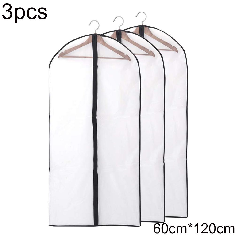 3Stck Klar Kleidungsstück Kleidung Staub Abdeckung Kleiderschrank Mantel Anzug Anti-staub Hängen Tasche: Schwarz 60durch120cm