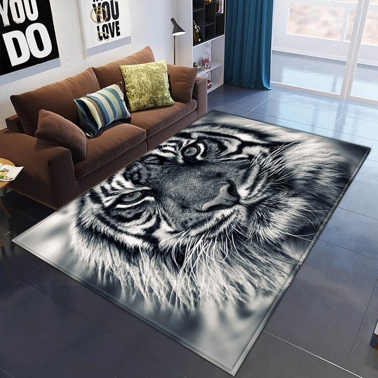 3D Kat Tijger Schedel Tapijt Voor Woonkamer Slaapkamer Thuis Mode Antislip Entree Deur Badkamer Mat Indoor Tapijt Deurmat decor