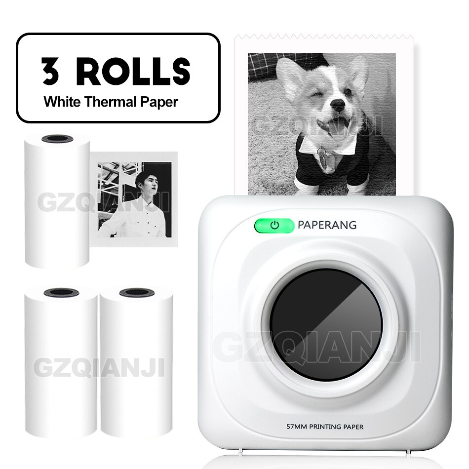 Pocket Printer Mini Mobile Photo Printer Bluetooth Portable Handheld thermal Printer for Android iOS Phones A6 Pocket Printers: Add 3White Paper