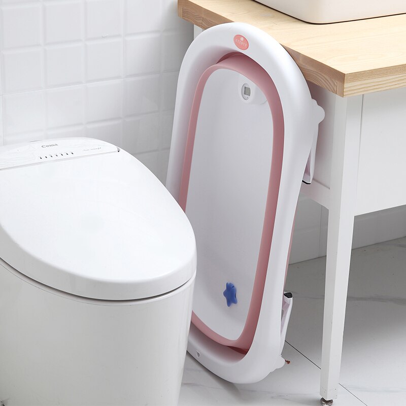 Folding Baby Bath Tub Plastic Bathtub With Thermometer Infant Collapsible Bathtub For Children For Bathroom Newborn Baby Product