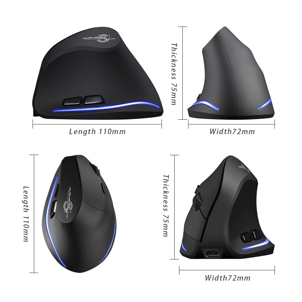 Mouse Raton Zelotes F-35 2.4GHz Vertical Wireless Rechargeable USB 2400DPI 6 Button Gaming Computer Mice For Laptop PC