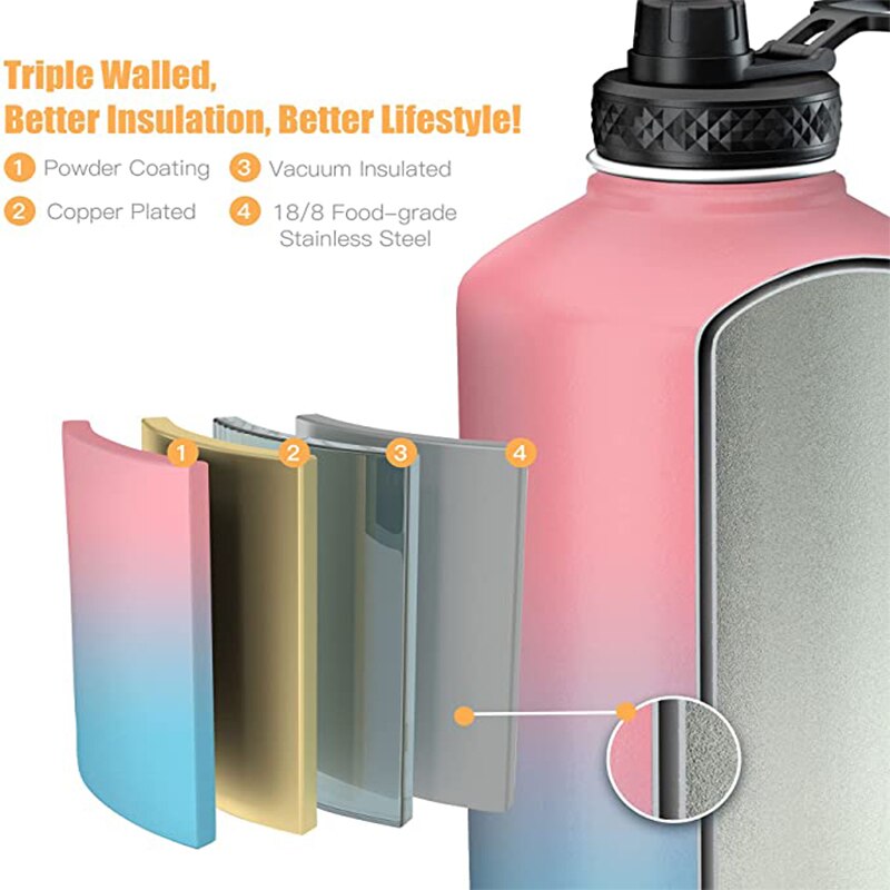 1L/1.2L/2L Thermos Mok Met Stro Roestvrijstalen Deksel Thermische Isolatie Rechte Cup Thermische Fles Water Tumbler thermocup