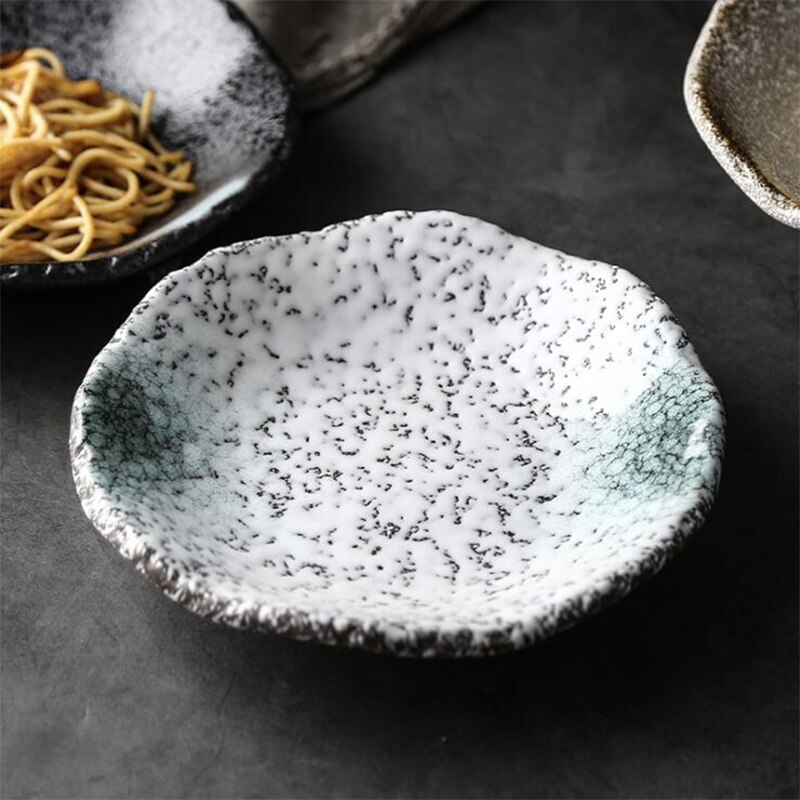 Japanse Retro Creatieve Keramische Ronde Plaat Restaurant Bestek Thuis Sushi Snack Schotel Steak Westerse Platen Praktische Servies