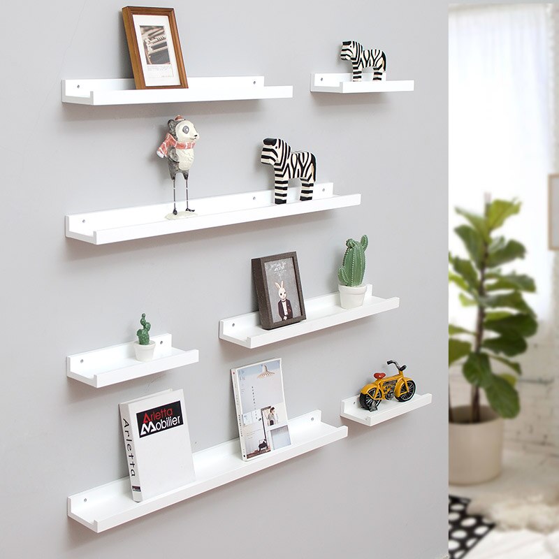 Pure solid wood one-word partition oak wall rack wall hanging living room TV wall shelf bedroom wall board