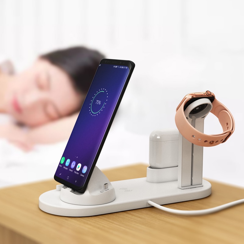 3 w 1 bezprzewodowa ładowarka indukcyjna stojak na iPhone X XS Max XR 8 Airpods Apple Watch 2 w 1 stacja dokująca stacja dokująca 3w1