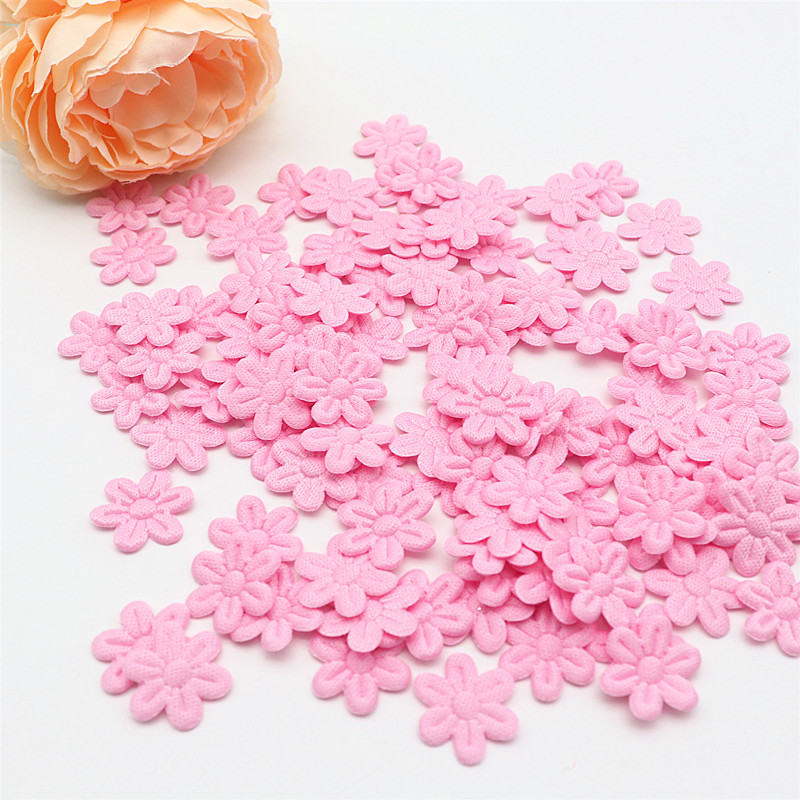 Tela de 2cm con cinco pétalos de flores en relieve, accesorios de tela de joyería DIY, Material de pegatinas de tela: Opaco