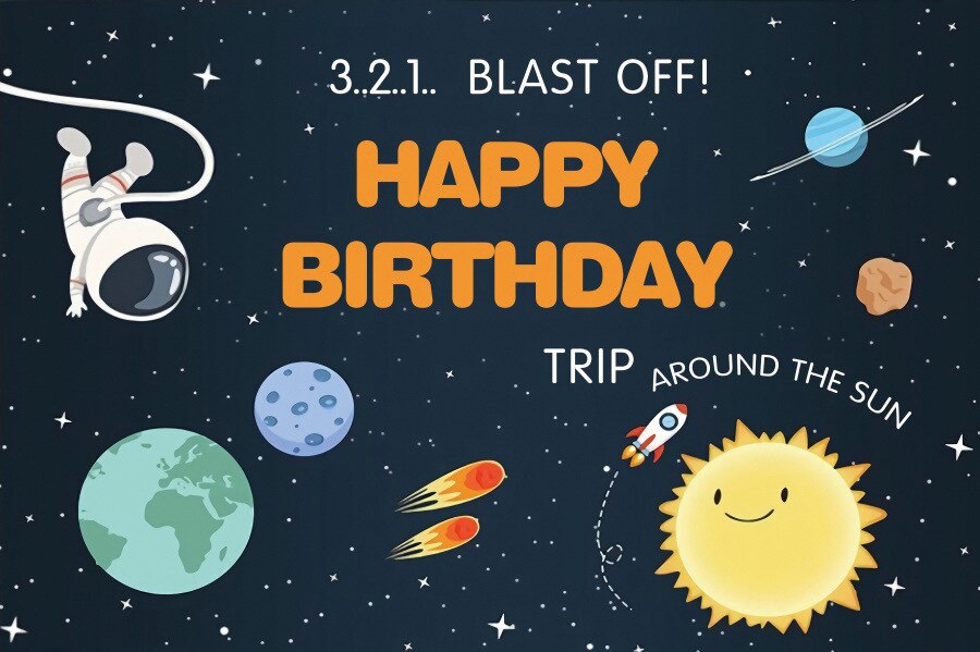 Boy Birthday Party Backdrops Decoration Solar System Poster Space Party Banner Astronaut Birthday Favor Blue Poster 120cm x 80cm: 2