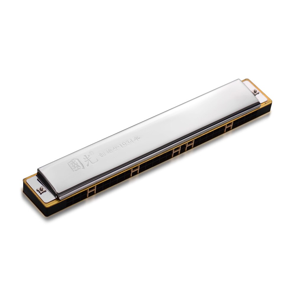 28 Gat Breed Scala Harmonica Sleutel Van C Tremolo Harmonica Mouthorgan Professionele Wind Instrument Zwart: Zilver