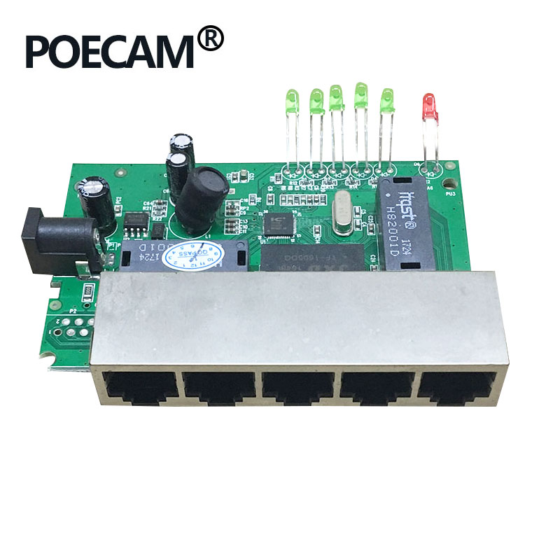 5Port 10/100Mbps Passieve Poe Switch 12V 15V 18V 24V Voeding Splitter 45/+ 78/-Ip Carema Ip Telefoon Toegangscontrole Led Display