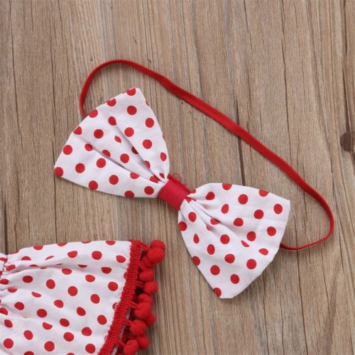 Peuter babymeisjes wave point strik romper chique outfits kinderkostuum 2 stuks babykleding