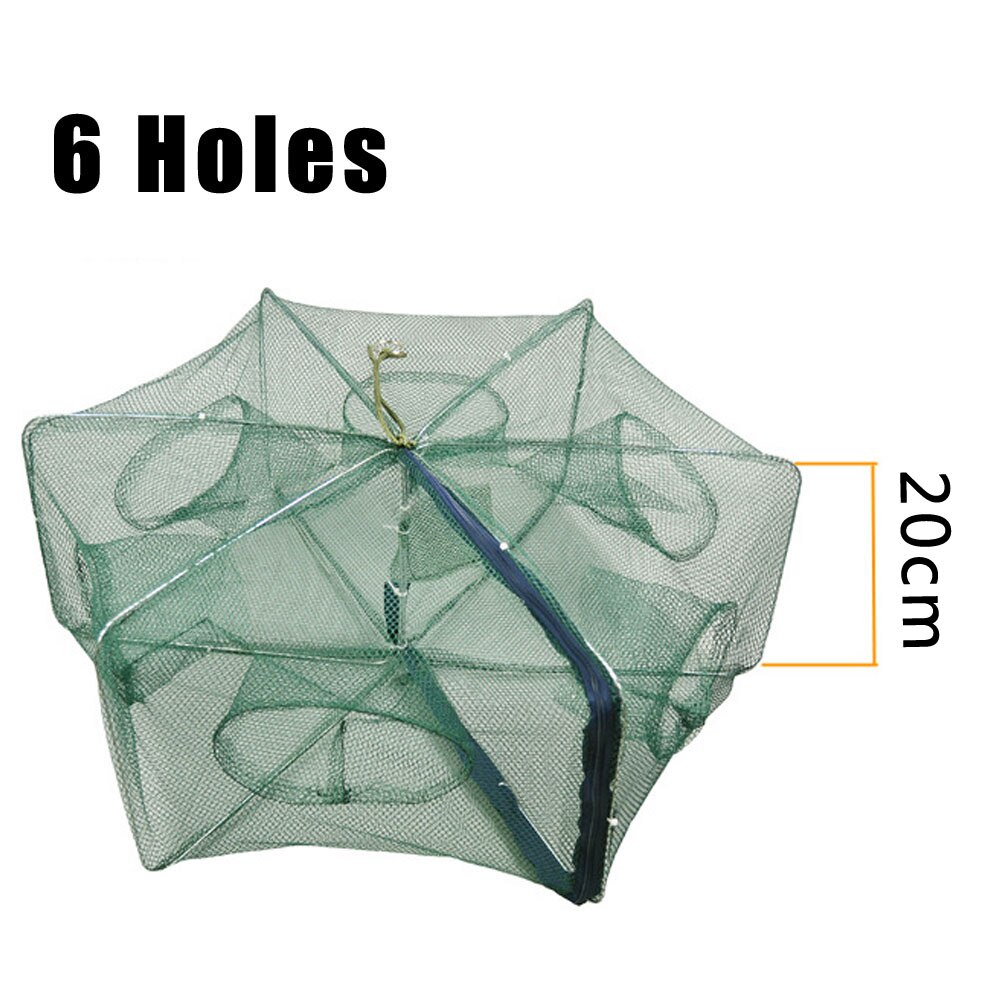 FishingLife 6/8/12/16Holes Folded Hexagon Fishing Shrimp Automatic Trap Fishing Net Fish Shrimp Minnow Crab Baits Cast Mesh Trap: 6
