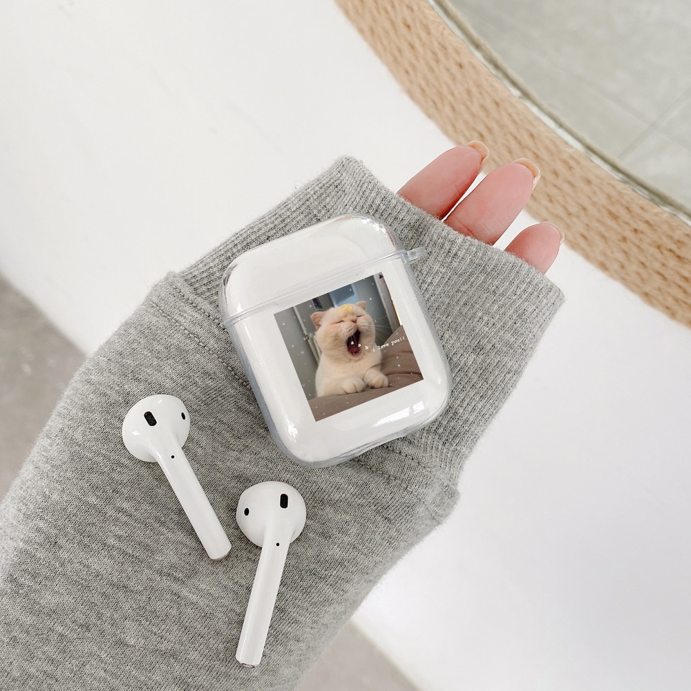 Silicone MEMES case for Apple Airpods 1 2 Case Transparent Soft Cover for Air Pod Dogs meme Case protective Airpods Cover Fundas