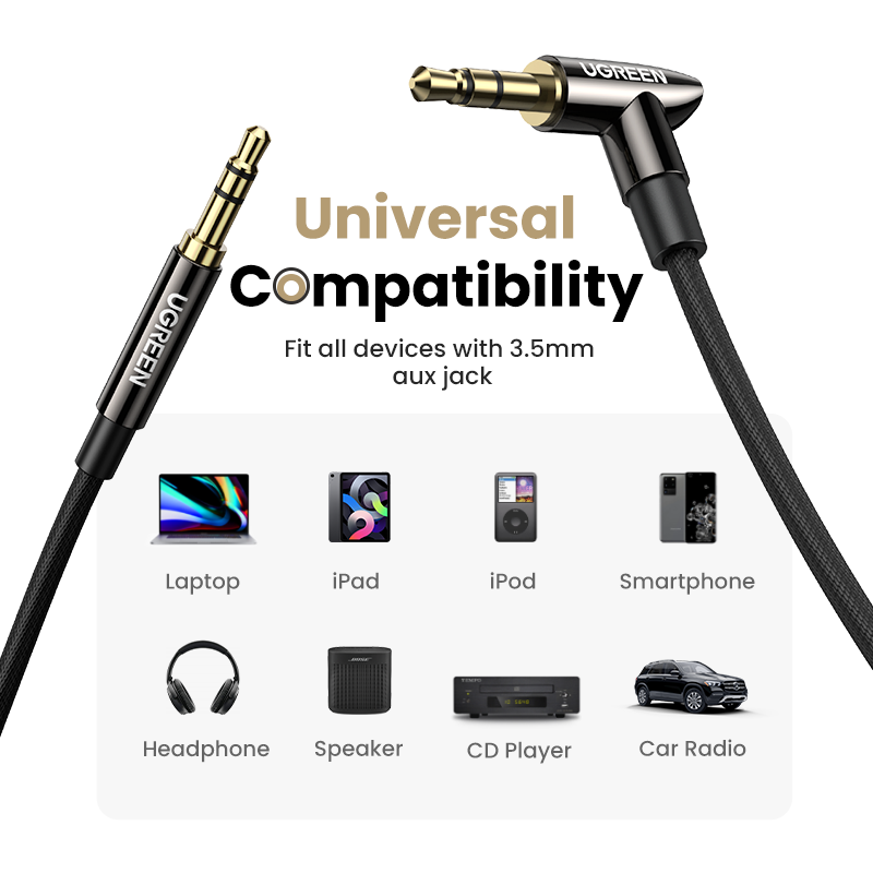 Upgrade】UGREEN 3.5mm Audio AUX Cable Nylon Braided Aux Cord Male to Male Stereo Hi-Fi Sound Auxiliary Audio Cable for Car