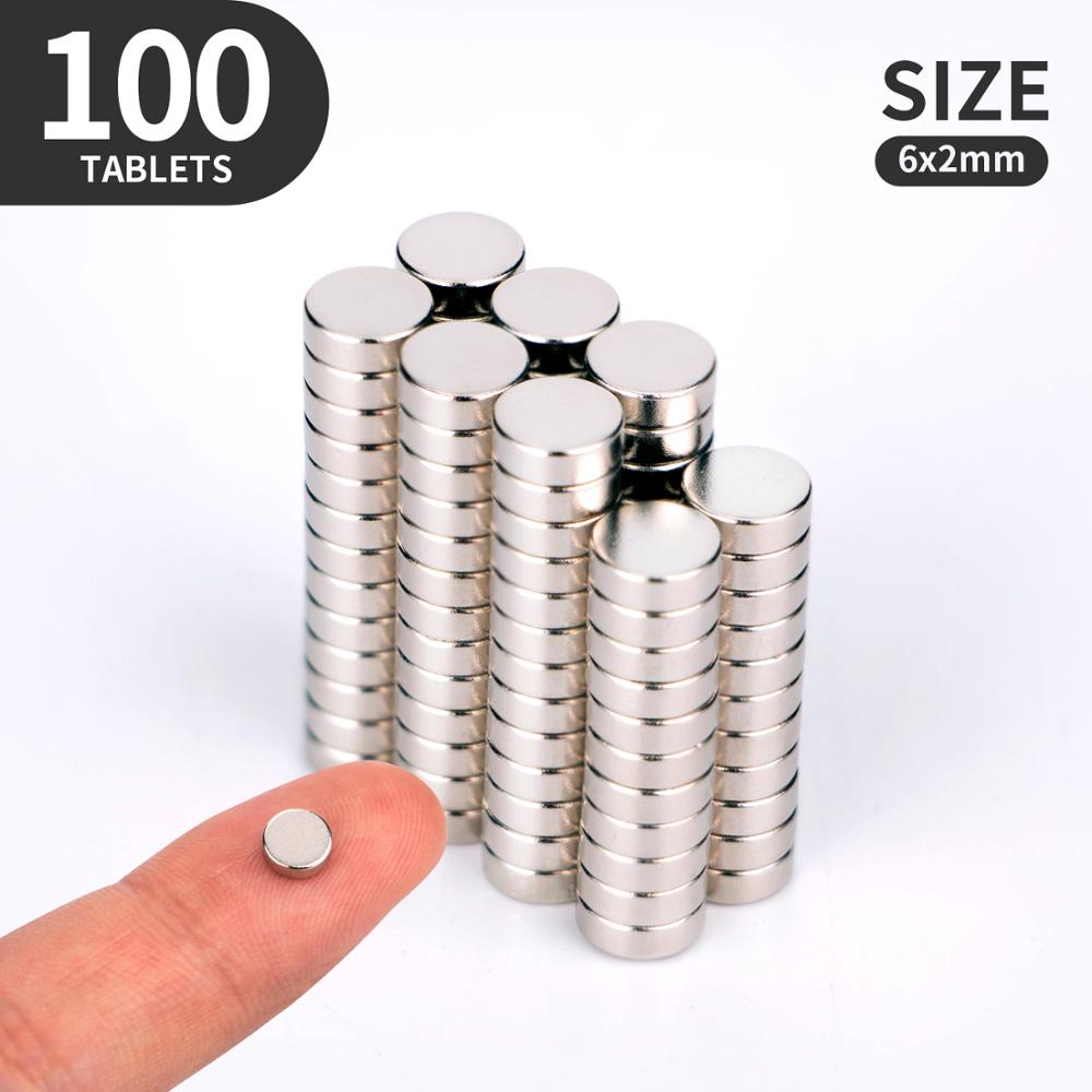 20 50 100PCS/Lot 4X2 5x2 6x1 6x2mm Magnet Small Round Magnet Strong magnets Rare Earth Neodymium Magnet: 100pcs(6X2)