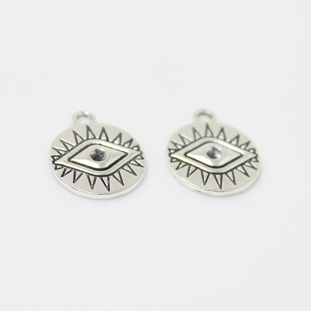 Yamliy 25Pcs/16Mm Eye Coin Zinklegering Charms Eye Charms Hangers Ketting, oorbel Armband Sieraden Diy Maken: silver