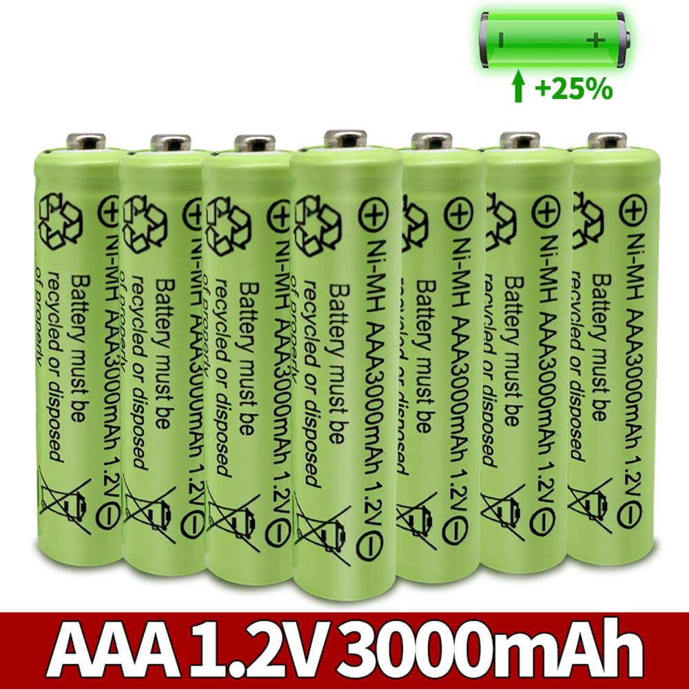 Piles rechargeables jaunes Ni-MH, AAA 3000mAh 3A 1.2V, pour jouets MP3 RC, lampe de poche led, 1-20 pièces