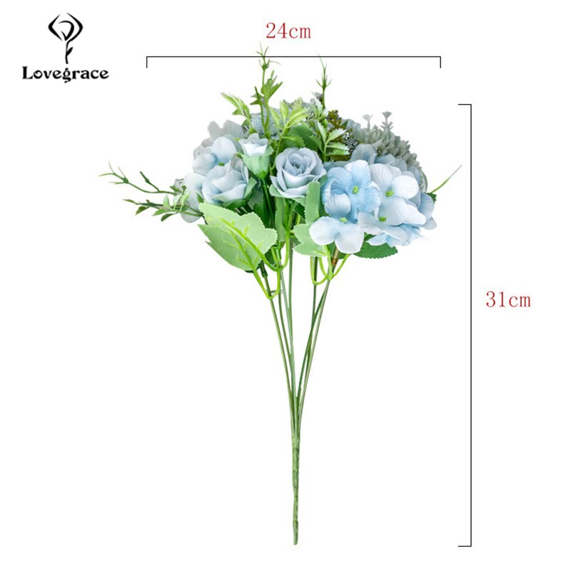 Bouquet de mariage Lovegrace soie artificielle Rose pivoine fleur mariée Bouquet Rose hortensia pompon bourgeon vanille épi fourniture de mariage
