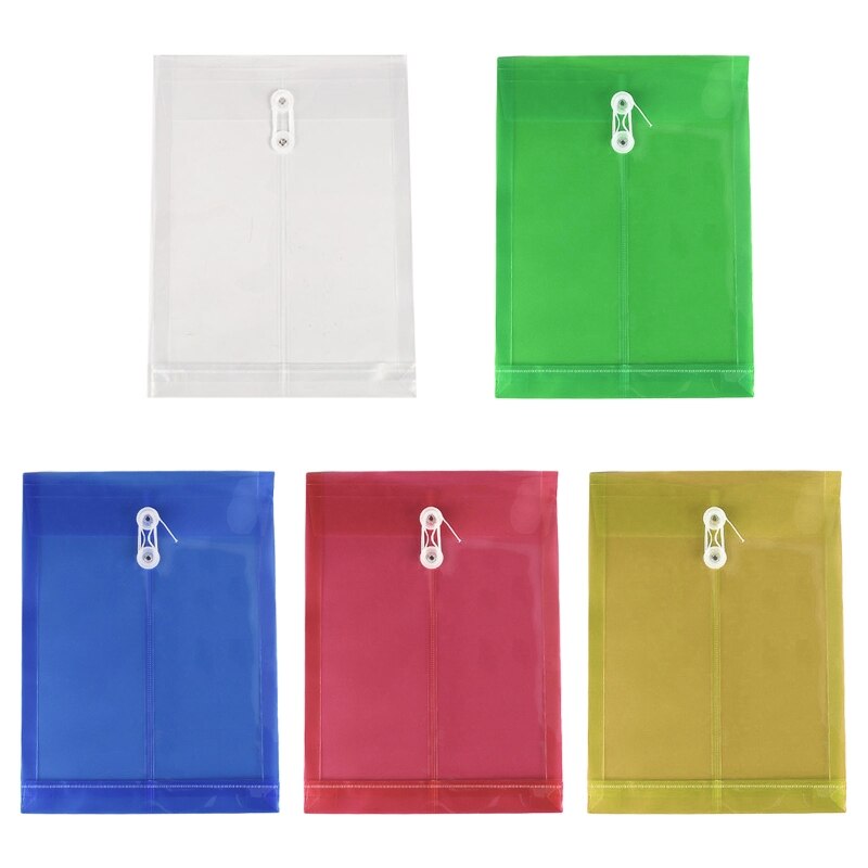 57EC 12Pcs A4 File Folders with String Lock Office File Bags Waterproof PP File Wallet Clear Document Folder for Adult Office