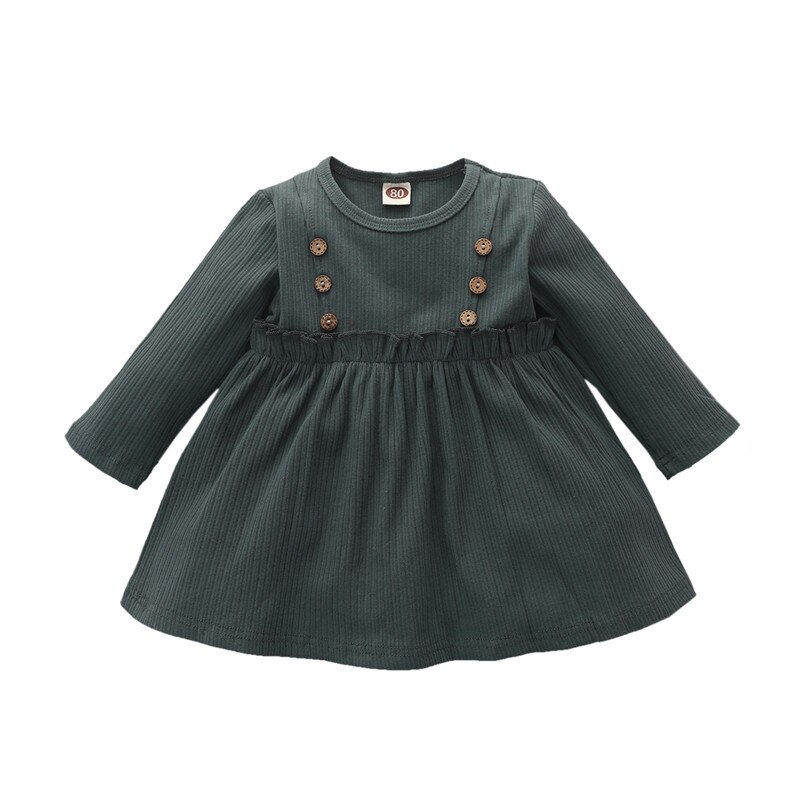 Baby Meisje Kleding Herfst Winter Meisjes Pasgeboren Kleding Katoen Effen A-lijn Prinses Jurk Vestidos Nina Gewaad Bebe Fille: green / 18m