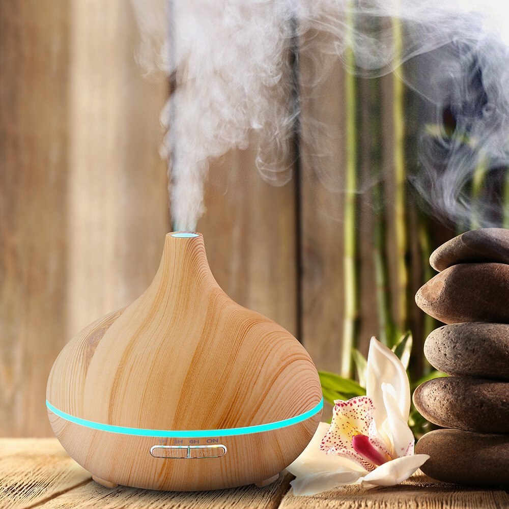 40 # Elektrische Air Houtnerf Luchtbevochtiger Essentiële Aroma Olie Diffuser Ultrasone Luchtbevochtiger Usb Thuis Mini Mist Maker Led Licht