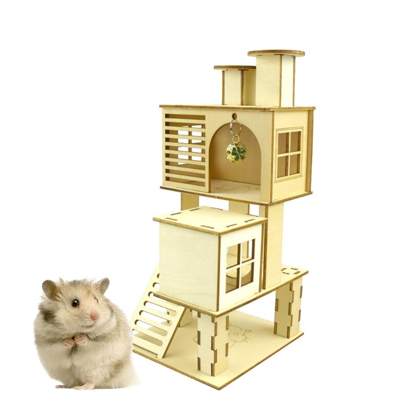 Hamster Holz Villa Haus Klettern Spielzeug Versteck Verschachtelung Lebensraum für Chinchillas Guinea Schweine Kleine Tiere 5 Arten