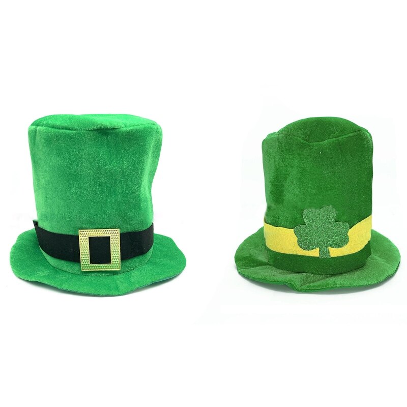 Sombrero de Stovepipe Unisex, gorra de trébol irlandés, sombrero de Leprechaun verde, sombrero irlandés para Saint Accesorios para disfraz del día de Patricio