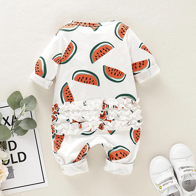 Peuter Baby Boy Meisje Kleding Schattige Watermeloen Print Romper Lange Mouw Comfortabele Lange Mouwen Jumpsuit Pasgeboren Meisje Kleding