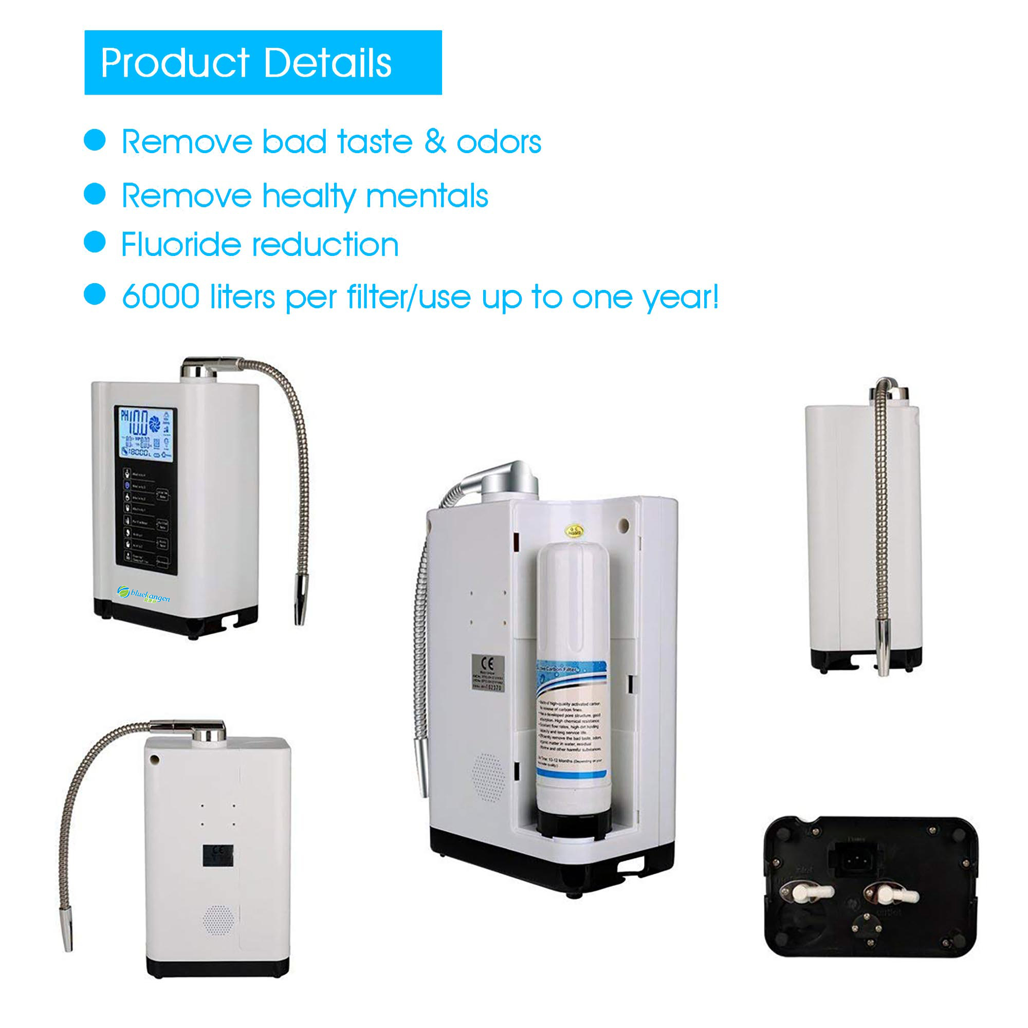 Alkaline water filter cartridge/water ionizer built-in Filter Replacement with fiber Carbon Taiwan Made(for QY-729 only)
