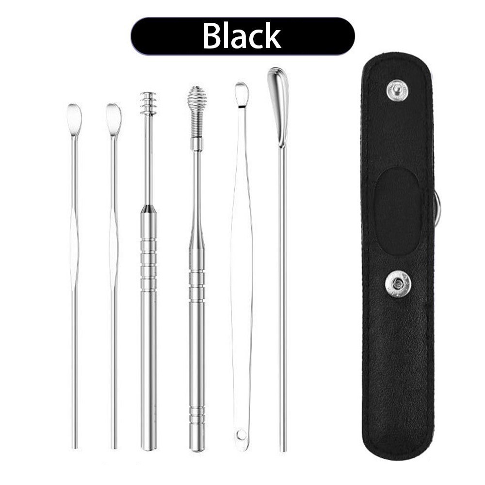 Ear Wax Cleaner Earwax Removal Tool Pick Digging Artifact Earpick Cleaning Ears Remover For Clean Your Kit Tools Stick Personal: Black