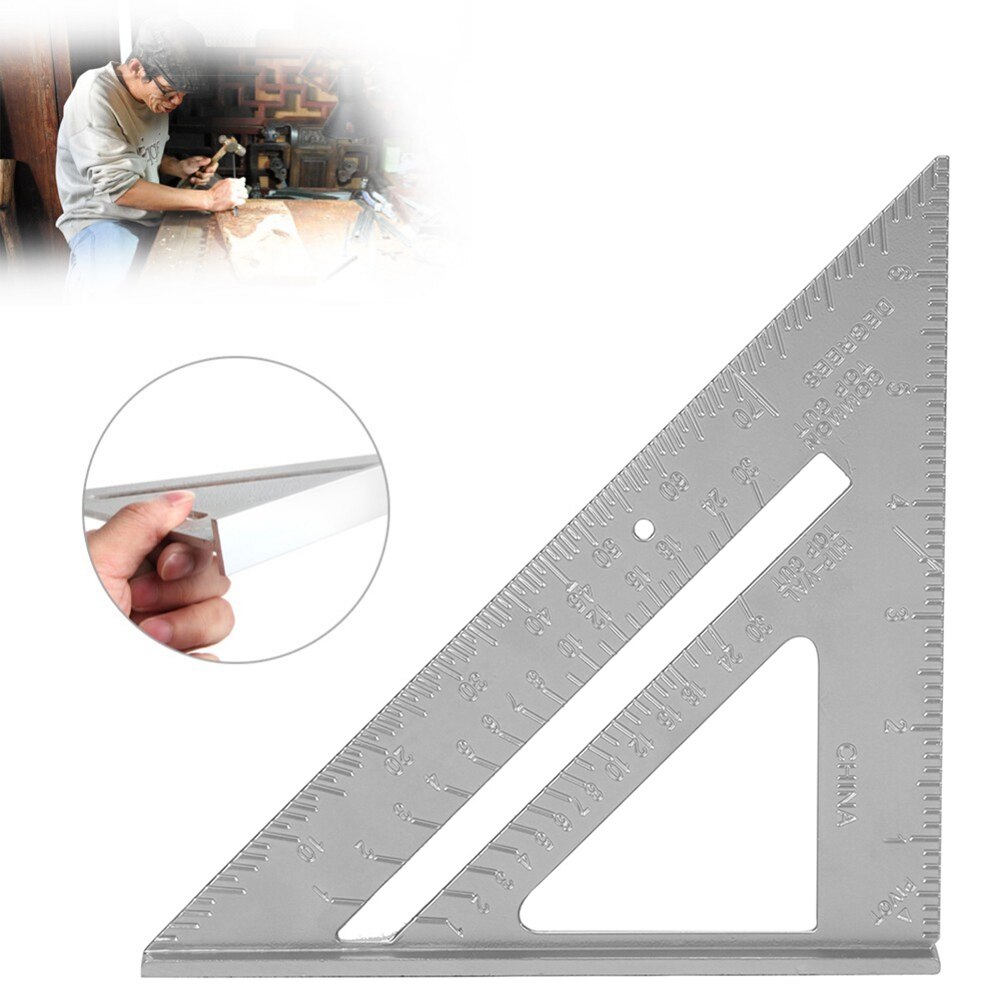 7 inch Metric Triangle Angle Ruler Aluminum Alloy Triangular Measuring Ruler Woodworking Speed Square Protractor
