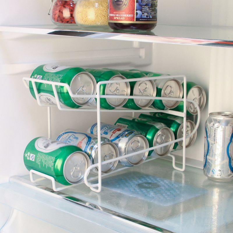 Køleskab frisk drikke dåser øl cola køkken opbevaring rack dobbeltlags efterbehandling hylde desktop opbevaringsreoler & holdere