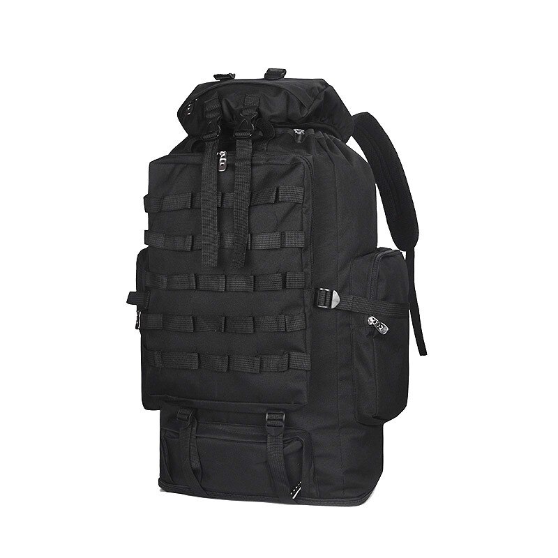 Bolsos de viaje para hombre, 75L, gran capacidad, mochila de nailon camuflada, equipaje portátil, mochila de uso diario, Bolsa de equipaje multifunción: Black