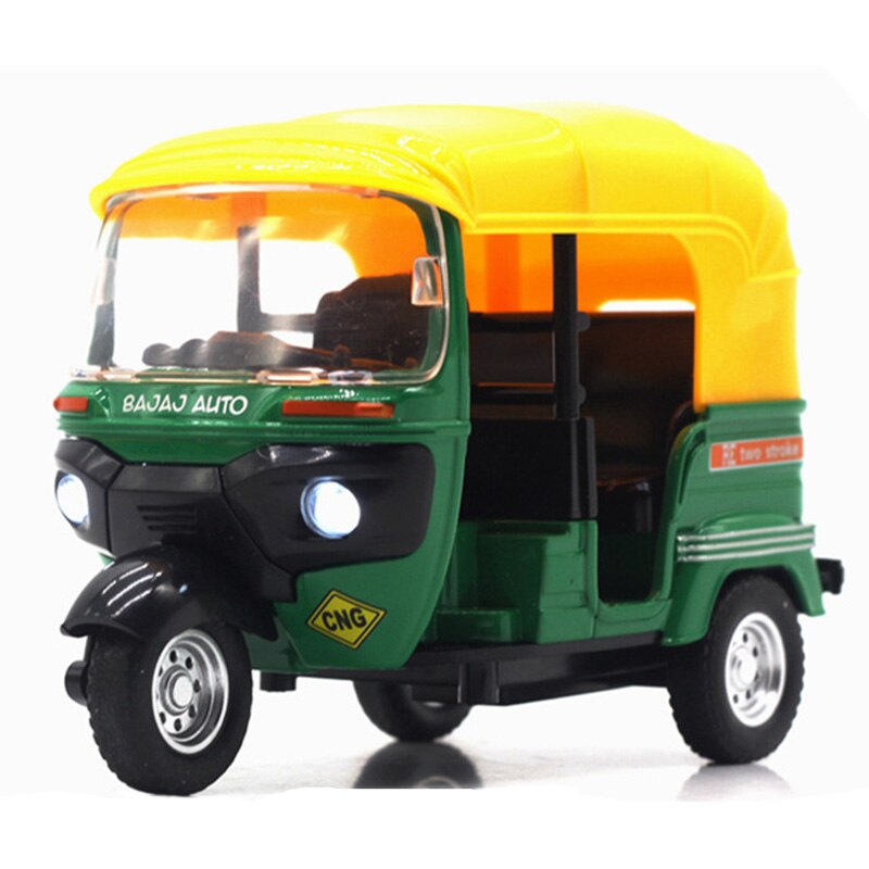 Hohe Simulation Indische Dreirad Autos Spielzeug Indien ziehen Zurück Licht Klang Motorrad Spielzeug Auto Für freundlicher freundlicher: Grün