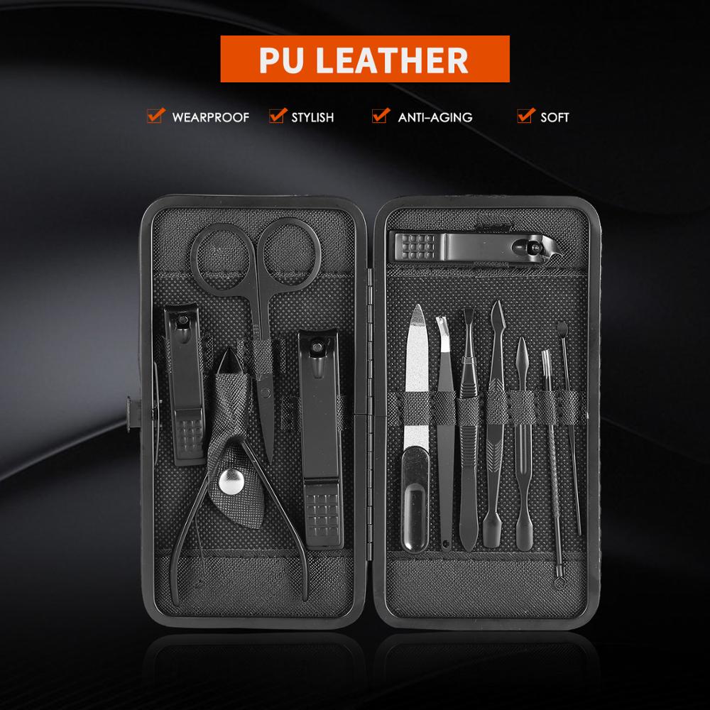 12-Piece Matte Steel Manicure Implement Set Portable Pedicure Tool Kit Fingernail Toenail Scissors Hand Foot Nail Clippers Nail