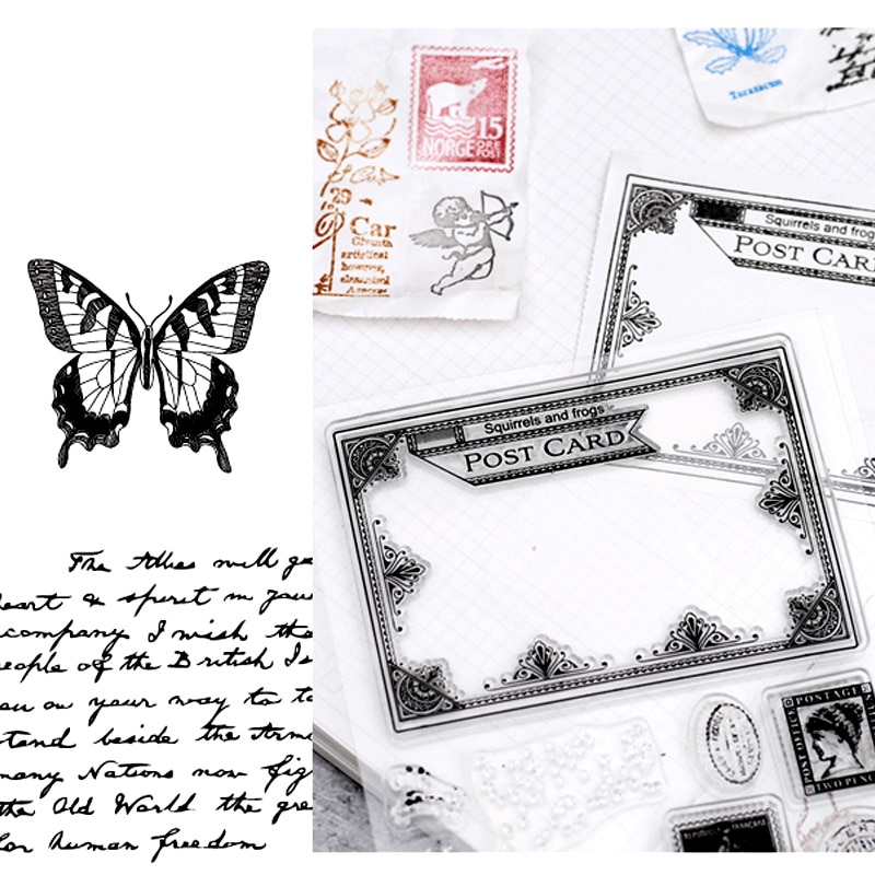 Clear Stamps Postcard Insect Transparent Silicone Stamp for DIY Scrapbooking Album Craft Decoration Rubber Stamp Stationery