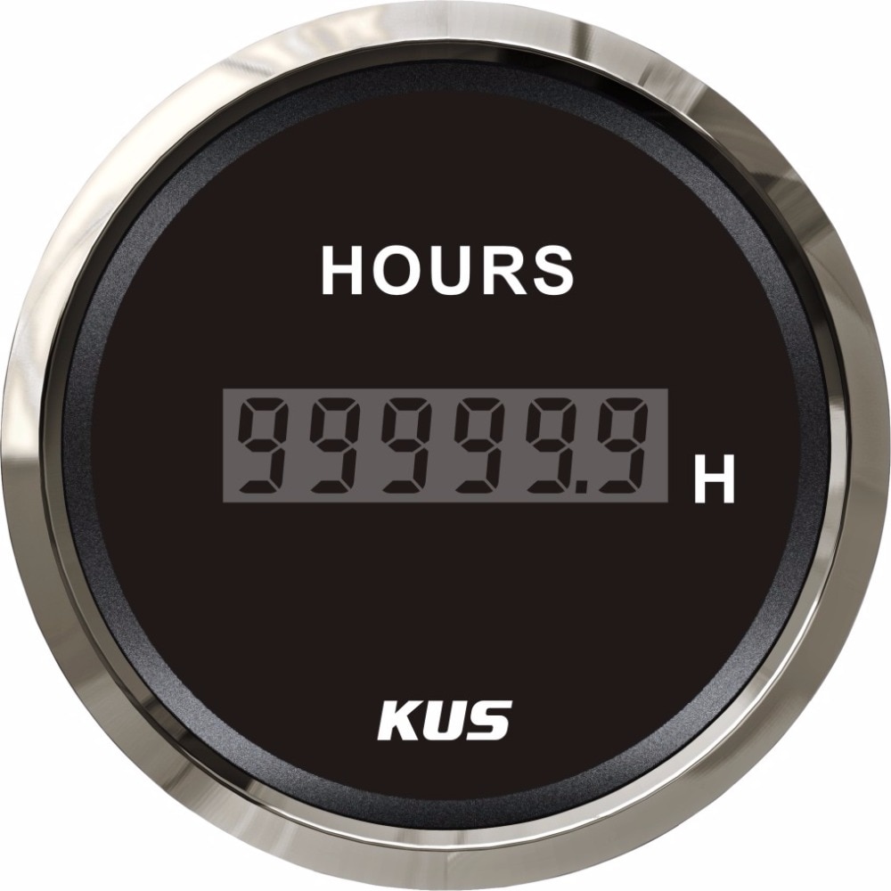 KUS-reloj Digital de 2 pulgadas (52mm), medidor de hora para diésel, gasolina, motocicleta, coche, 0-99999,9, rango 316L, bisel,