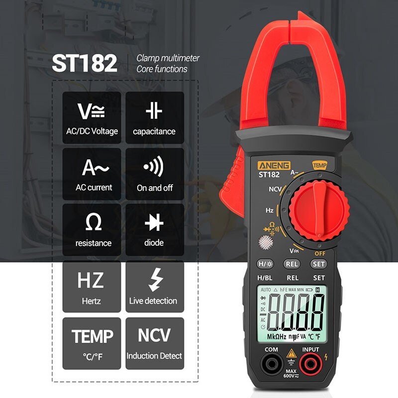 Smart Digital Clamp Meter Digital Multimeter Tester Clamp Meter 400A AC/DC Clamp Digital Ammeter Backlight Clamp Meter