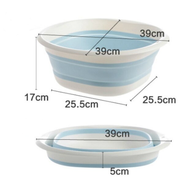 Lavabos portables baignoire pliante en plastique bassins pliants salle de bain accessoires de cuisine voyage lavabo pliant: Blue-L