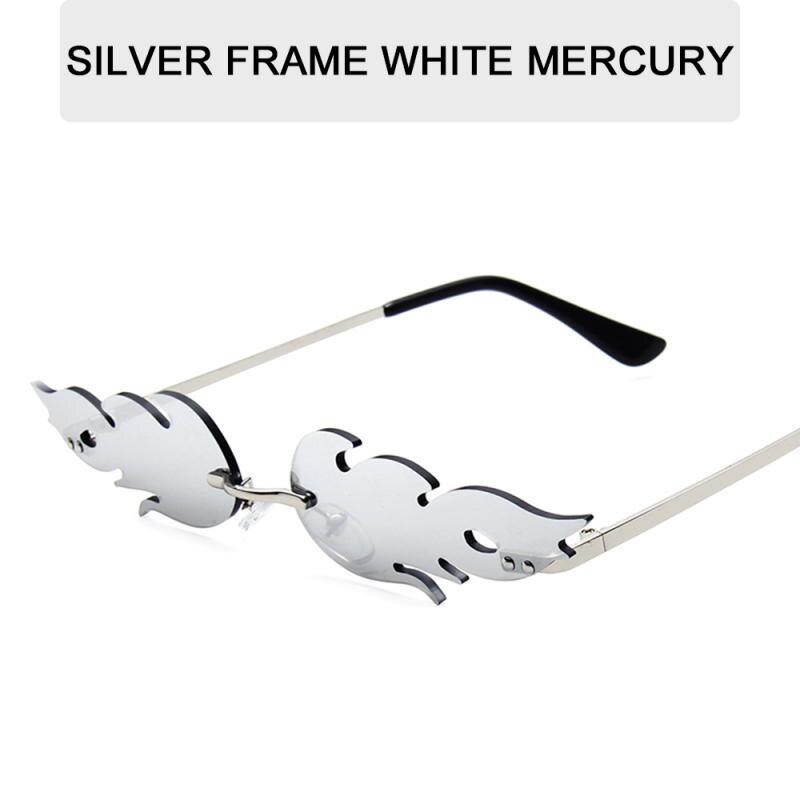 Motor-/Fahrrad NEUE Feuer Flamme Sonnenbrille Frauen Männer Randlose Sonnenbrille Frauen Spiegel Rechteck Jahrgang Sonnenbrille UV400: 7