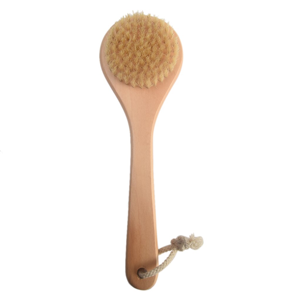 Body Dry Brush Natural Boar Bristle Organic Dry Skin Body Brush Wooden Handle Wet Back Shower Brushes Exfoliating Bathing Brush