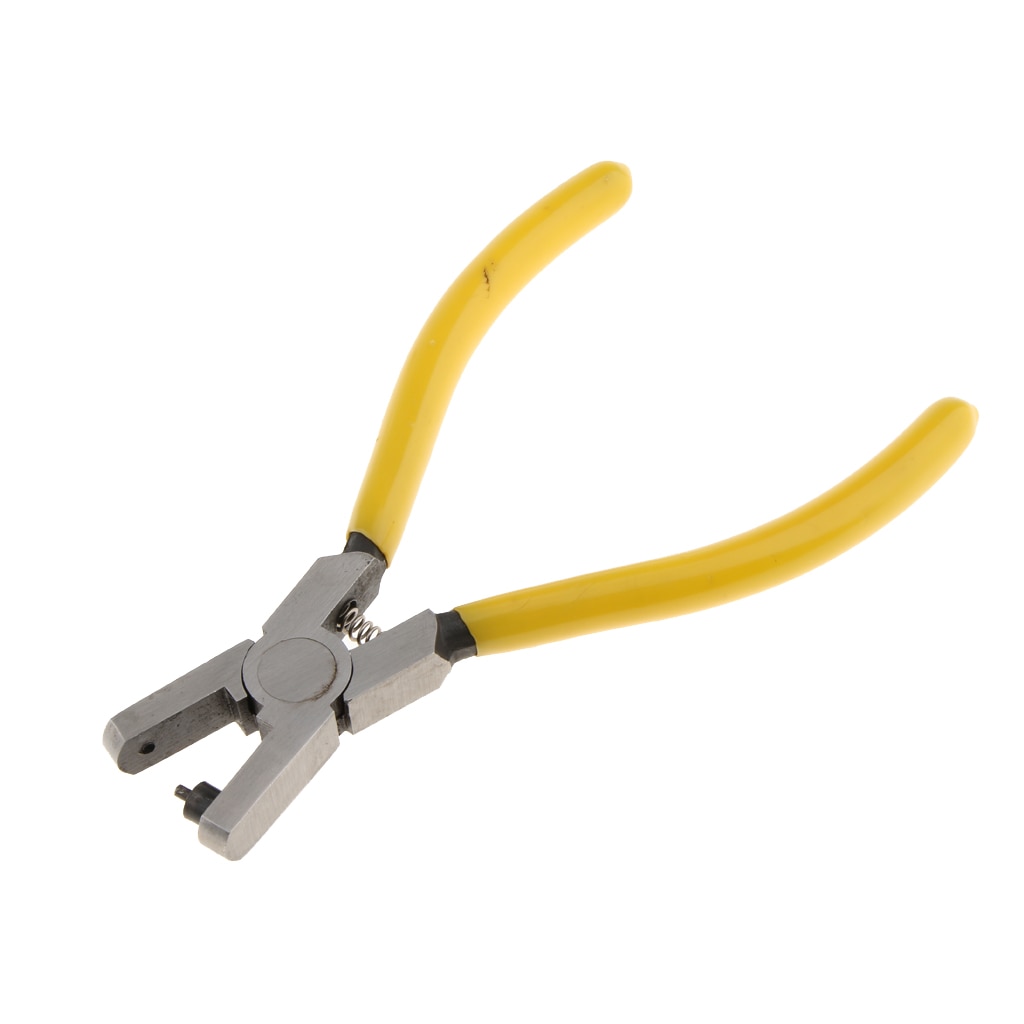 Yellow Plastic Handgrip Leather Hole Punch Plier Hole Maker Tool
