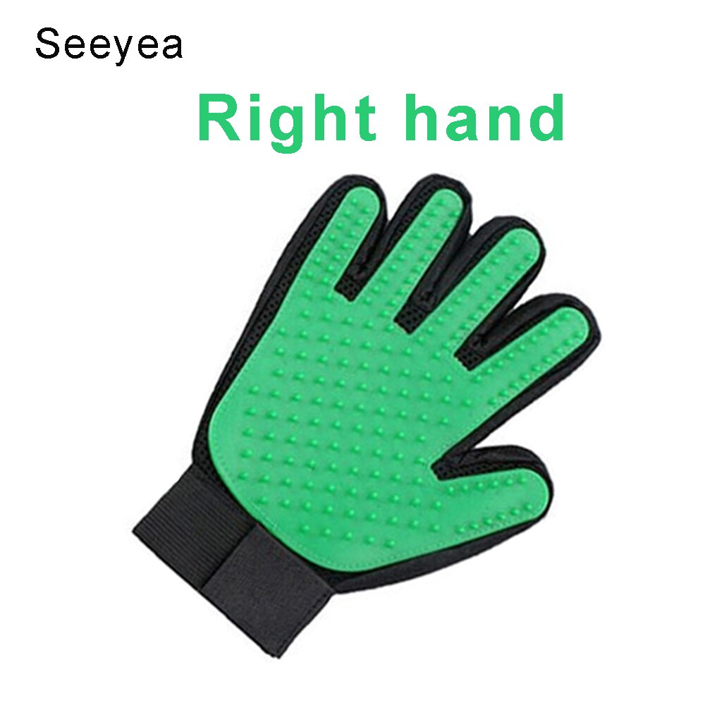 Seeyea-guante de aseo para mascotas, cepillo de silicona para quitar el pelo de gatos, peines de limpieza, guantes de masaje para el cuidado de gatos: Ri-Green-Hair Hand